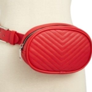 Red Chevron Quilted Patten Fashion Belt Bag